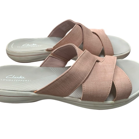 Clarks Cloudsteppers Women's Blush Pink Cross-Strap Slide Sandals - Picture 4 of 8